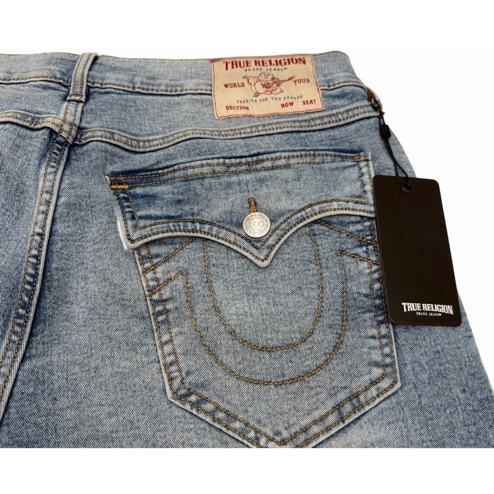 True Religion Mens Geno SN Flap Slim Light Bliss Wash Jeans Pants Size 34x32 NWT